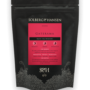 solberg hansen gaterama produkt svart og rød kaffepose